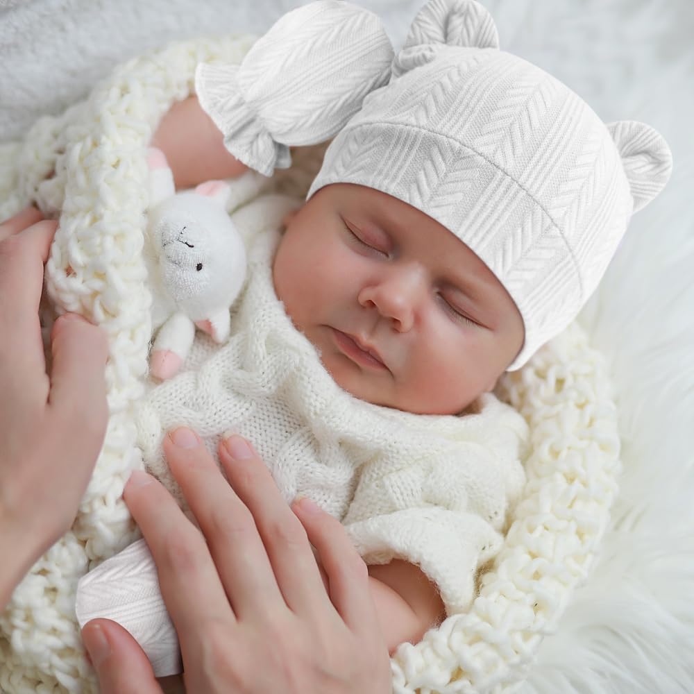 DRESHOW Neugeborenes Baby Mütze Hut und Handschuhe Set Beanie Bekleidung Unisex Infant Hut Kindergarten Mütze Baby Jungen Mädchen 0-6 Monate