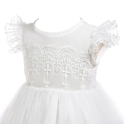 Baby Mädchen Weiße Taufe Kleid mit Kapuze Neugeborene Taufe Kleid Spitze Kleid für Hochzeit Geburtstag