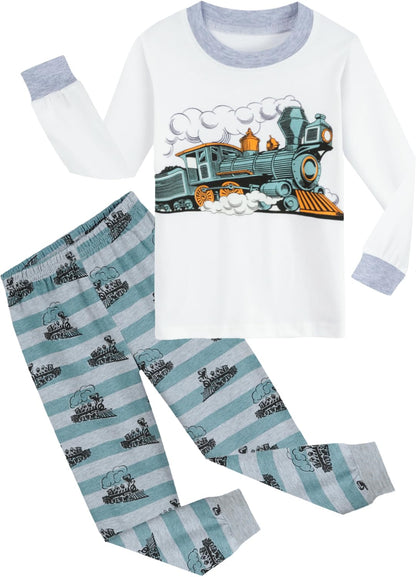 Kinder Jungen Pyjamas Langarm Baumwolle Winter Pyjama Set Feuerwehrauto Dinosaurier Bagger Traktor Zug Zweiteilige Nachtwäsche 1-7 Jahre 92 98 104 110 116 122