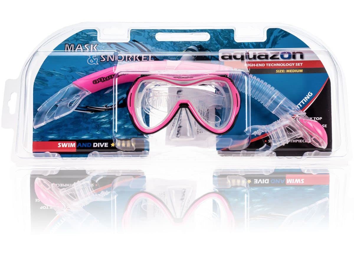 AQUAZON Capri extra Komfortables Kinder Schnorchelset, Taucherbrille mit superweichem Silikon, 7-12 Jahre, glasklarer Blick durch temperiertes Glas