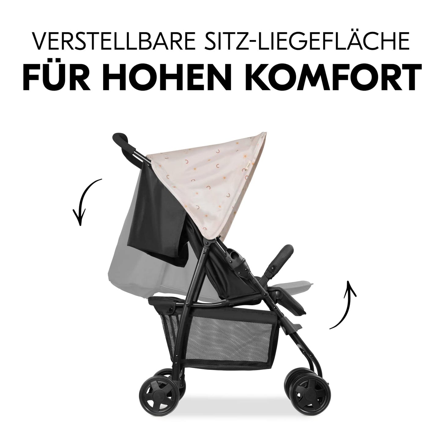 Hauck Lightweight Stroller up to 18 kg with reclining function from birth, small foldaway, sun canopy, large basket - Meloni2