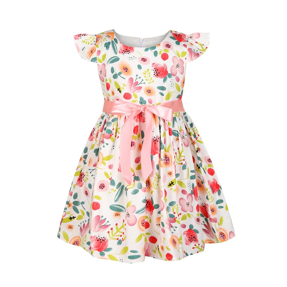 SMILING PINKER Girls Dress Cotton Flower Summer Party Girls Dresses