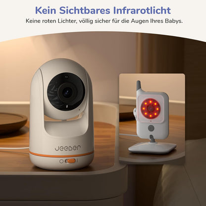 2K WLAN Video-Babyphone mit Kamera, 5" IPS-Display, 330° PTZ | HDR-Nachtsicht, 2-Wege-Audio, VOX, Temperatur, Weinen/Bewegungserkennung, Bereich alarme, Große Reichweite Video Babyphone