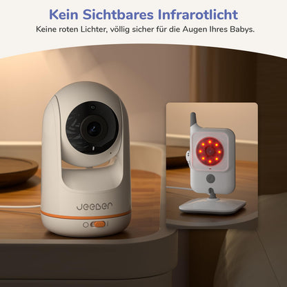 2K WLAN Video-Babyphone mit Kamera, 5" IPS-Display, 330° PTZ | HDR-Nachtsicht, 2-Wege-Audio, VOX, Temperatur, Weinen/Bewegungserkennung, Bereich alarme, Große Reichweite Video Babyphone
