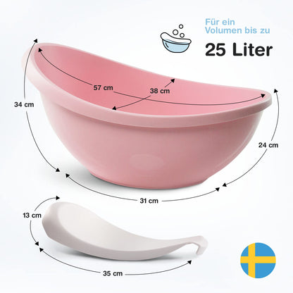 BabybeFun Baby Badewanne mit Badewanneneinsatz für Neugeborene [Testsieger] Rutschfeste Babybadewanne für Babys und Kleinkinder [0-12 Monate] Babywanne für Dusche Badewanne Weiß