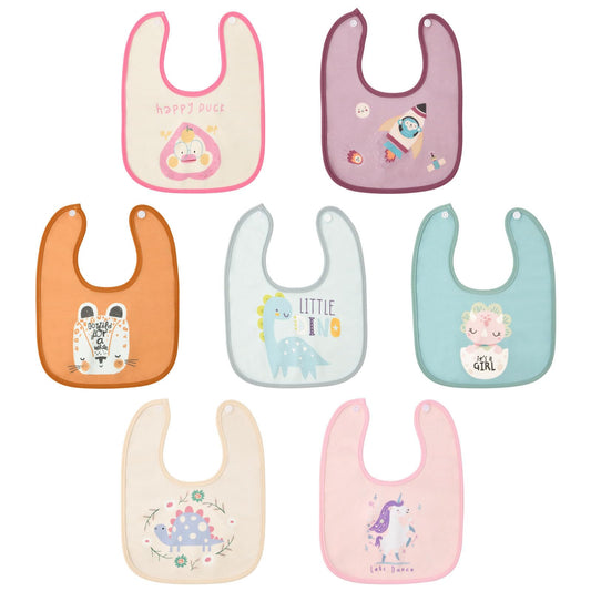 HOTUT Baby Bibs, 7 Pack Baby Water-Repellent Bibs, Soft and Absorbent Children's Bibs with Snap Fastener, Drool Bibs Burp Cloths Baby for Boys and Girls 