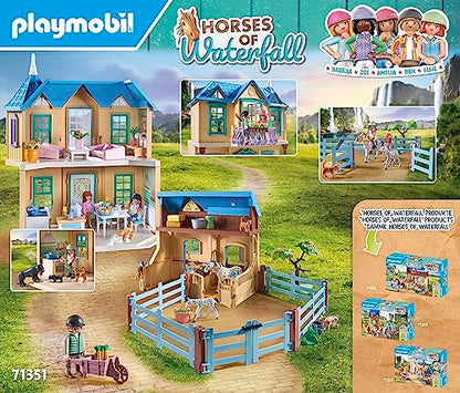 PLAYMOBIL Horses of Waterfall 71351 Waterfall Ranch, magisches Wasserfall-Paradies für Pferdefreunde, nachhaltiges Spielzeug für Kinder ab 5 Jahren