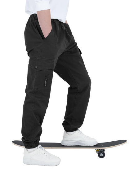 CAMLAKEE Kinder Jungen Cargohose Jogger Hose mit elastischem Bund