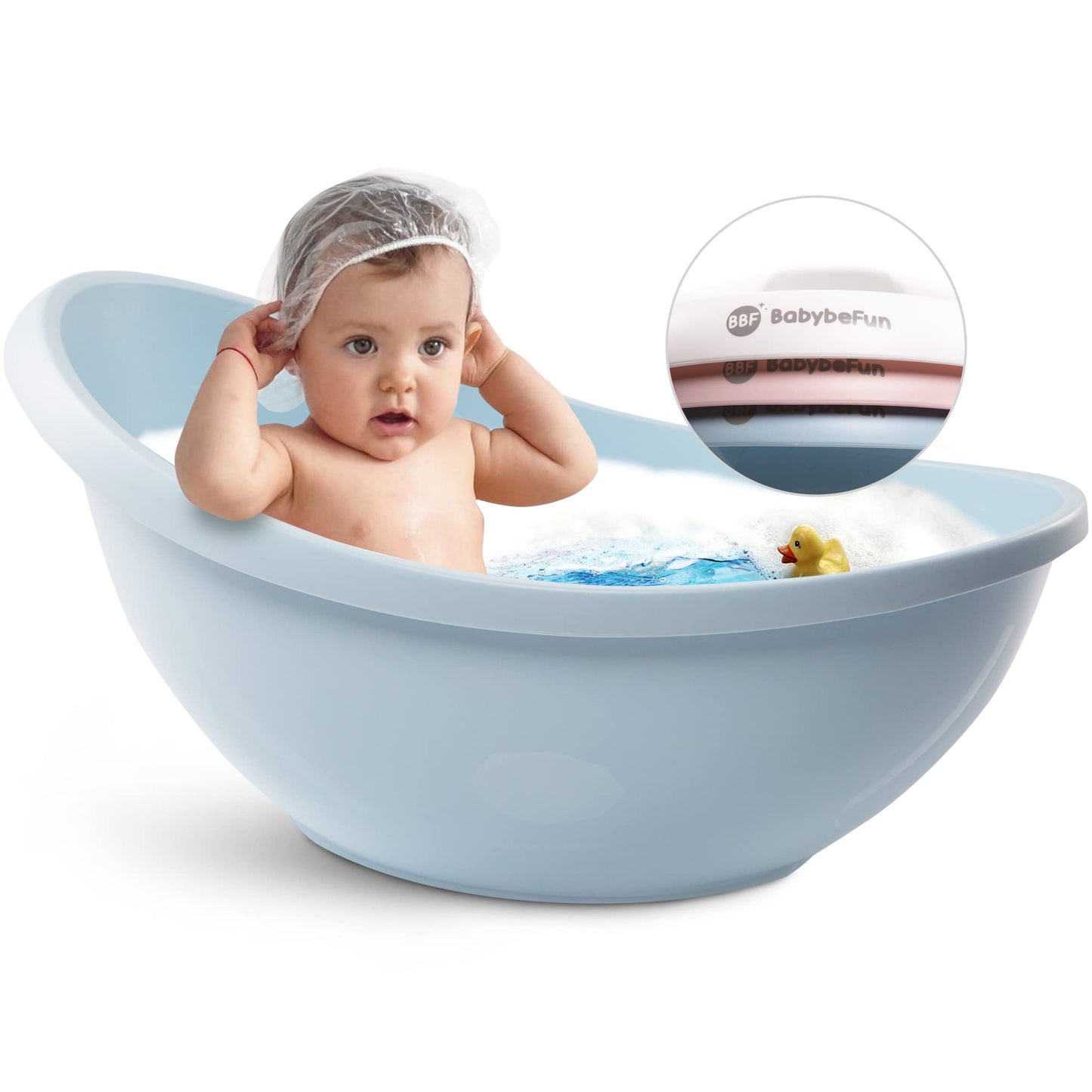 BabybeFun Baby Badewanne mit Badewanneneinsatz für Neugeborene [Testsieger] Rutschfeste Babybadewanne für Babys und Kleinkinder [0-12 Monate] Babywanne für Dusche Badewanne Weiß