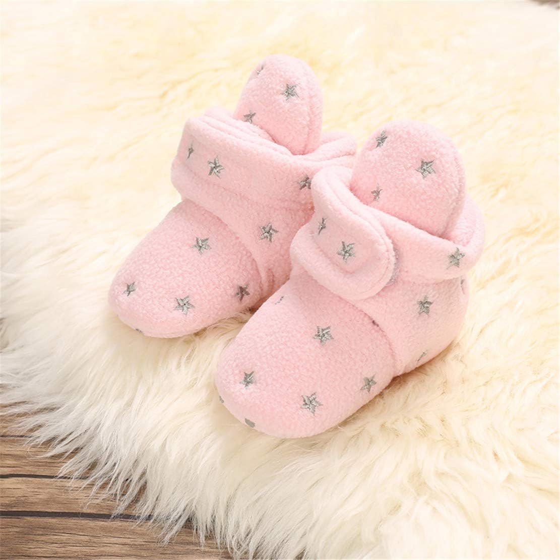 EDOTON Unisex-Baby Neugeborenes Fleece Booties, Baby Jungen Mädchen Weiche Sohlen Streifen Bootie Kleinkind Stiefel Niedlich Stiefel Socke Einstellbar