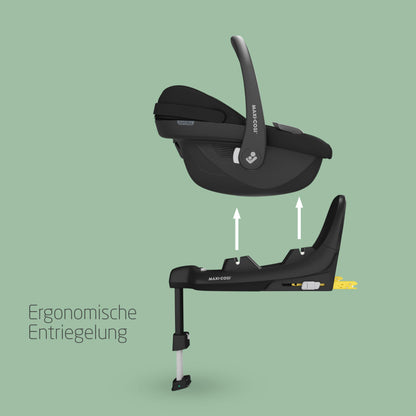 Maxi-Cosi Pebble i-Size, Babyschale, 0–15 Monate, 0–13 kg, 40–83 cm, leichter i-Size Kindersitz, Click&Go-Installation, G-CELL Seitenaufprallschutz, Sitzverkleinerer, Tonal Black