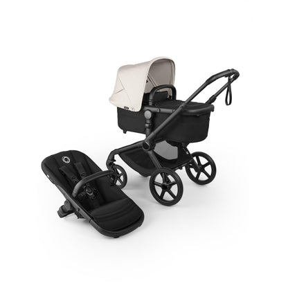 Bugaboo Fox 5, 2-in-1 Kinderwagen für jedes Gelände, mit Liegewanne und ausziehbarem Kleinkindsitz, einfach zu manövrieren und Ein-Hand Faltung, Fahrgestell in Schwarz und Sonnendach in Forest Green