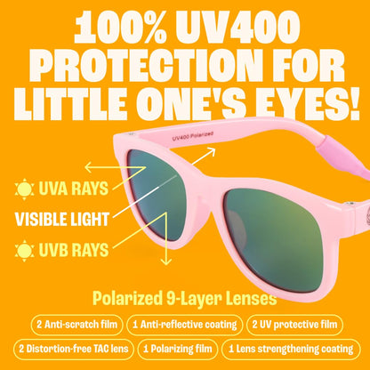 Polarized Baby Sunglasses with Strap - Unbreakable Flexible Toddler Sunglasses for Toddlers Newborn 0-24 Months
