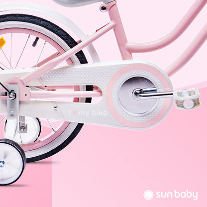 sun baby Mädchenfahrrad 12, 14 und 16 Zoll Radgröße Heart Bike zur Auswahl, mit Abnehmbarer Schubstange, Kinderfahrrad für Mädchen von 2 bis 6 Jahre