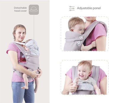 Babytrage Ergonomische Babytrage Neugeborene ab Geburt Neugeborenen-Trage 4 Positionen abnehmbarer/verstellbarer Kapuze trägt babys Beutel 100% Baumwolle