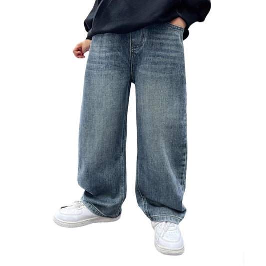 Children's Baggy Jeans Boys Wide Leg Jeans Loose Fit Denim Vintage Trousers Casual Wide Leg Jeans Streetwear Outdoor Vintage Loose Fit Baggy Jogging Bottoms Boys Black Trousers Cargo Trousers Pants