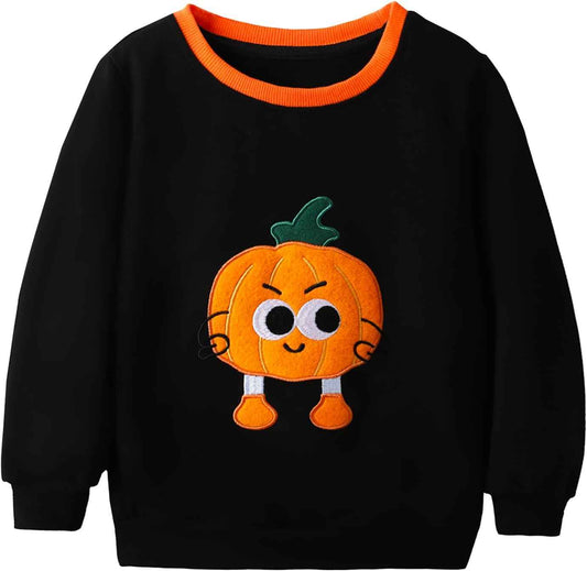 HILEELANG Halloween-Kürbis-Sweatshirt für Kleinkinder, Herbst- und Thanksgiving-Pullover für Jungen und Mädchen, niedliches Herbst-Outfit, Größen 18 - 7 Jahre