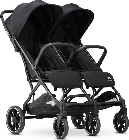 Deryan XP X2 Kinderwagen Buggy 2 in 1 - Buggy klein zusammenklappbar - Geburt bis 4 Jahre - Baby Wagen pro Sitz belastbar bis 22kg - Kinderbuggy klappbar - KOMPAKT & FALTBAR - Grau