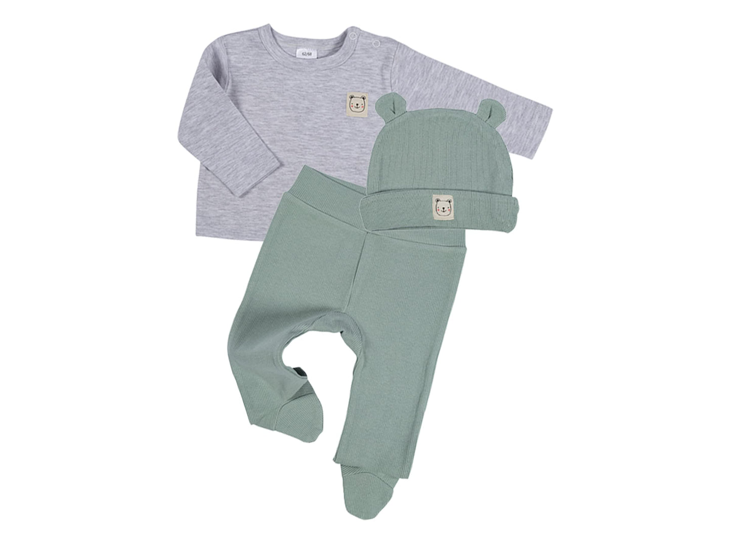 Clinotest Baby Romper Set - 3-Piece Baby Clothes for Girls & Boys 0-6 Months - Hat, Shirt, Trousers - Soft Cotton, Elastic Waistband, Breathable - Perfect for Newborns & Toddlers