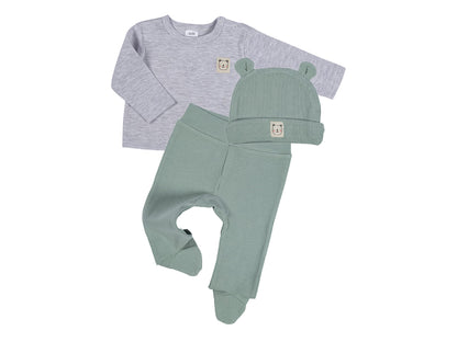 Clinotest Baby Romper Set - 3-Piece Baby Clothes for Girls & Boys 0-6 Months - Hat, Shirt, Trousers - Soft Cotton, Elastic Waistband, Breathable - Perfect for Newborns & Toddlers