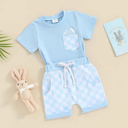 Baby Sommerkleidung Jungen Neugeborene Set Kurzarm Streifen T-Shirt und Casual Hose mit Taschen Sommer 2Pcs Outfits Kleinkind Bekleidungsset