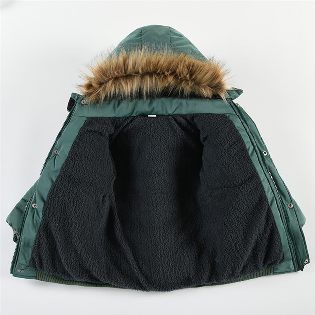linboo Boys' Winter Jacket, Outdoor Coat, Parka with Fur Hood, Quilted Jacket, Cotton, Children's Jacket, Warm Winter Coat, Lined Winter Hooded Jacket