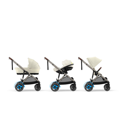 CYBEX Gold Kinderwagen e-GAZELLE S, Ab Geburt bis ca. 4 Jahre, Max. 22 kg (Single-Modus) / 2x 22 kg (Duo-Modus), All-in-1-System mit E-Antrieb und 20+ Konfigurationen, Stone Grey