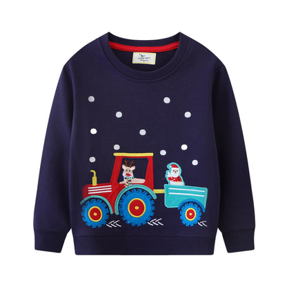 Boys' Sweatshirts Christmas Boy Christmas Long Sleeve Jumper Children's Christmas Clothing Christmas Long Shirt Dinosaur Santa 1-7 Years Size 92-122