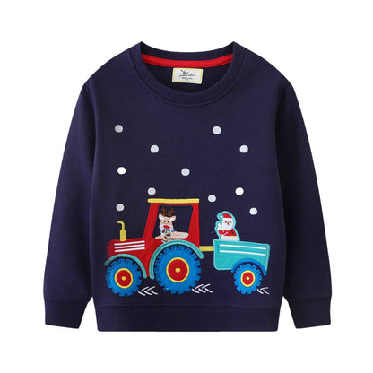Boys' Sweatshirts Christmas Boy Christmas Long Sleeve Jumper Children's Christmas Clothing Christmas Long Shirt Dinosaur Santa 1-7 Years Size 92-122
