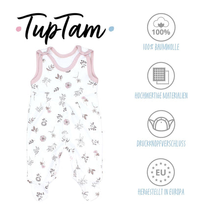 TupTam Baby Mädchen Strampler mit Fuß 3er Pack