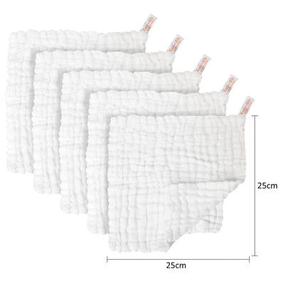 Koo-dib Baby Musselin Waschlappen Tuch Mullwindeln Spucktücher -Handtücher Weiche Neugeborene Gesichtstücher Saugfähig Junge Mädchen Sabberlätzchen 10 Stück 25x25 cm lätzchen