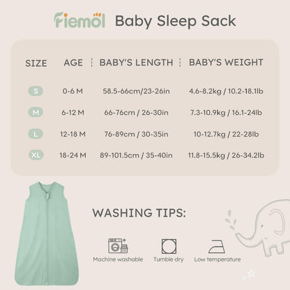 FIEMOL Baby Sleeping Bag 2.5 Tog 0-6 Months, Winter Cotton Newborn Baby Sleeping Bag, Wearable Blanket for Infants and Toddlers, 2-Way Zip Sleeping Bag, 67 cm, Rainbow