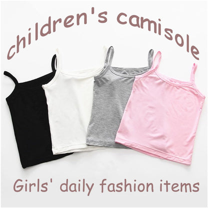 Lohhbve 4er-Pack Klassische, solide Camisole-Unterhemden für Kinder für 2–10 Jahre, Kleinkind-Mädchen, Baumwoll-Racerback-Tanktop, Multipack