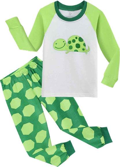 EULLA Children's Boys' Pyjamas Long Sleeve Cotton Winter Pyjama Set Fire Truck Dinosaur Digger Tractor Train Two-Piece Sleepwear 1-7 Years 92 98 104 110 116 122