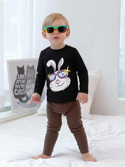 Kinder Hase Langarmshirt für Mädchen Jungen Baumwolle Rundhals Langarm Shirt Ostergeschenke Cartoon Bunny Oberteile Tops 2-7 Jahre