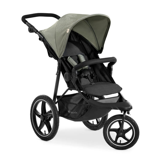 Hauck Runner, Schwarz/Neongelb - Robuster All-Terrain-Pugchair mit Regenschutz, XL Pneumatische Lufträder, verstellbare Rückenlehne von Geburt bis zu 22 kg, höhenverstellbarer Griff, XL Mesh-Fenster