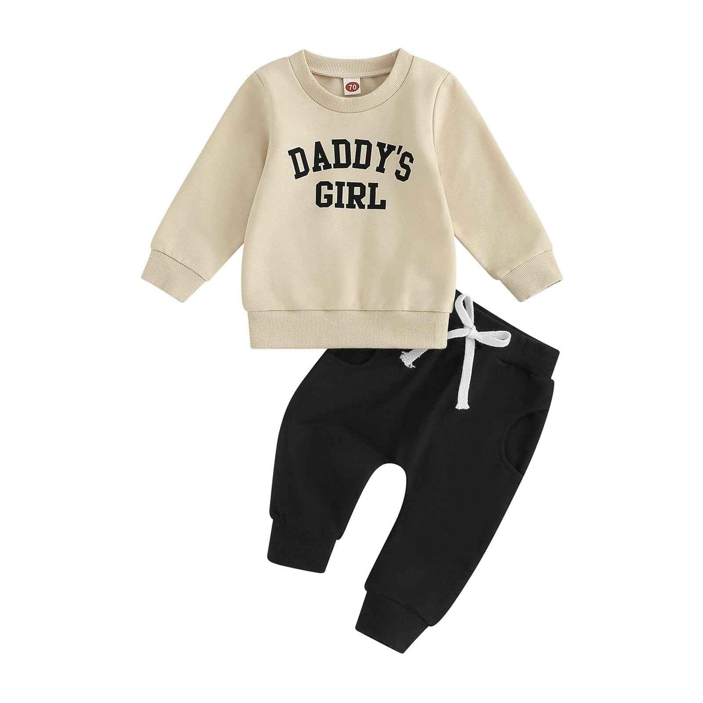 Baby Unisex Christmas 2-Piece Trousers Set Boys Girls Christmas Outfit Long Sleeve Gingerbread Daddy's Girl Letter Print Sweatshirt + Jogging Bottoms Christmas Outfit Set Christmas Streetwear