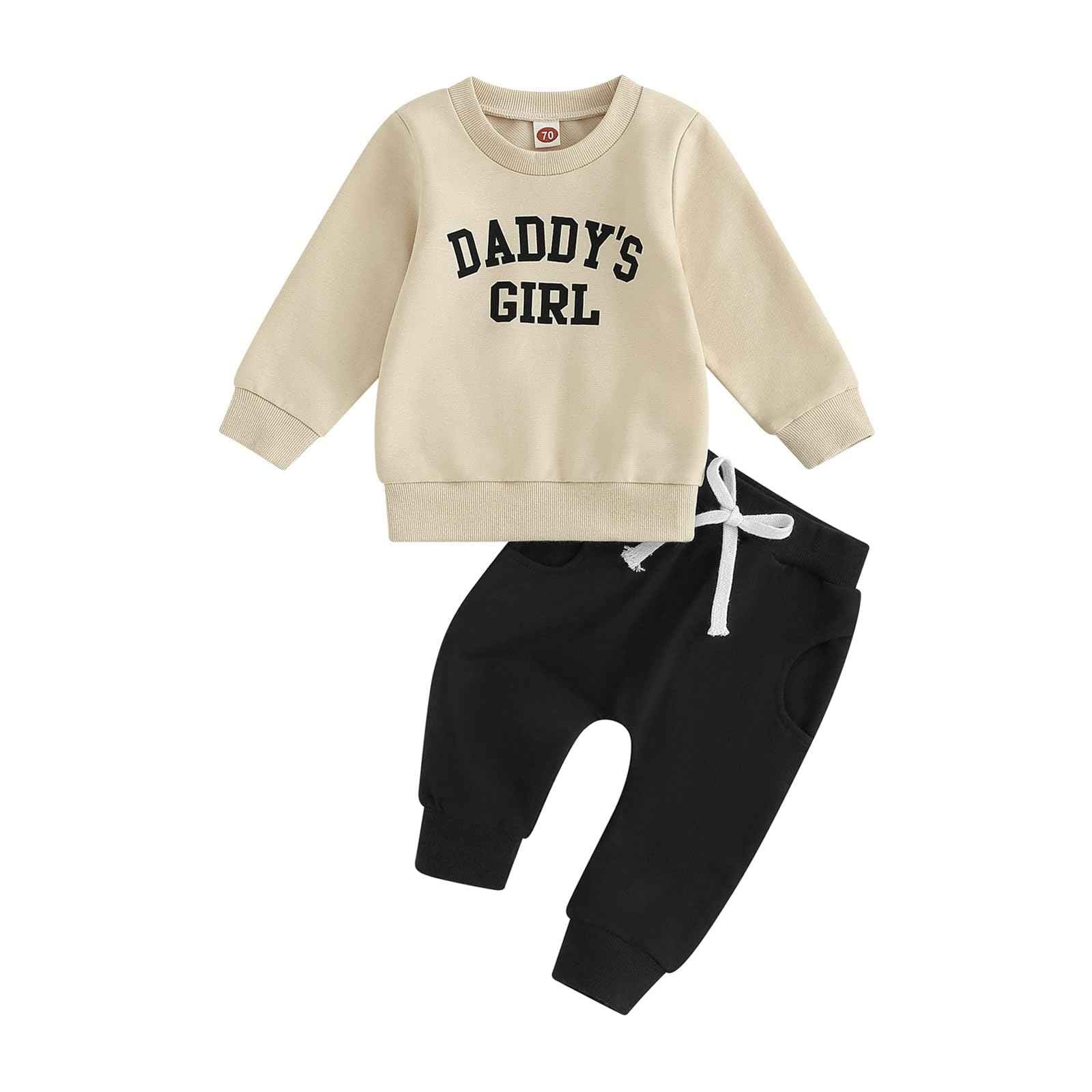 Baby Unisex Christmas 2-Piece Trousers Set Boys Girls Christmas Outfit Long Sleeve Gingerbread Daddy's Girl Letter Print Sweatshirt + Jogging Bottoms Christmas Outfit Set Christmas Streetwear