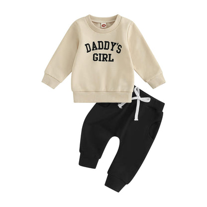 Baby Unisex Weihnachten 2-teilige Hosen Set Jungen Mädchen Weihnachten Outfit Langarm Lebkuchen Papas Mädchen Briefdruck Sweatshirt + Jogginghose Weihnachten Outfit Set Weihnachten Streetwear