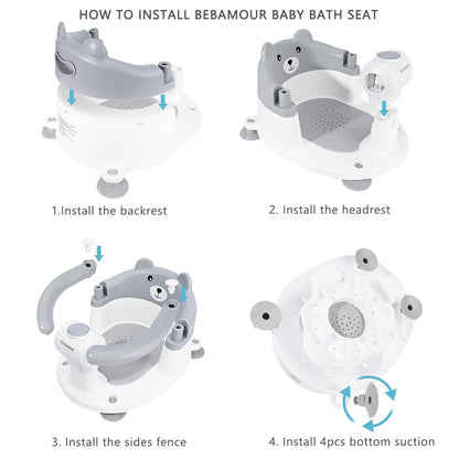 Bebamour Baby Bath Seat 6 Months + Child Bathtub Non-Slip Bath Chair, Water Jug