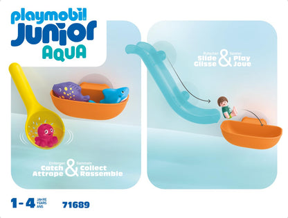 PLAYMOBIL JUNIOR Aqua | Tinti | Buntes U-Boot | nachhaltiges Badewannenspielzeug | Für Kinder ab 1 Jahr | inkl. 3 verschiedenfarbigen Badetabs | 71440