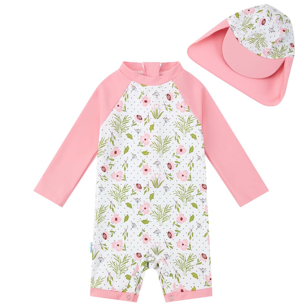 upandfast Baby Swimsuit with Buttons UV Protection Swimwear for Baby Girls 