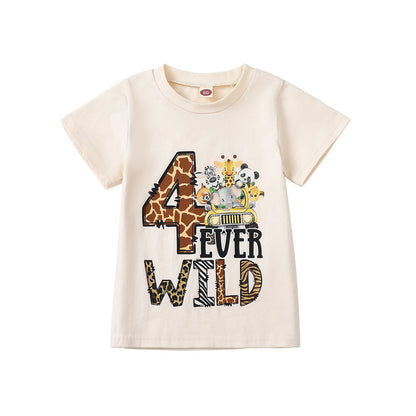 Baby Junge 1. Jahr Geburtstags T-Shirt Wild One Kurzarm Oberteil Baby Mein Erster Geburtstags Outfit Sommer Kleidung