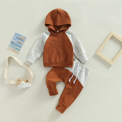 Yassiglia Baby Jungen Kleidung Set Neugeborene Zweiteiler Outfit Kleinkind Herbst Bekleidungssets Jogginganzug für Baby Junge Kapuzenpullover + Hosen Set