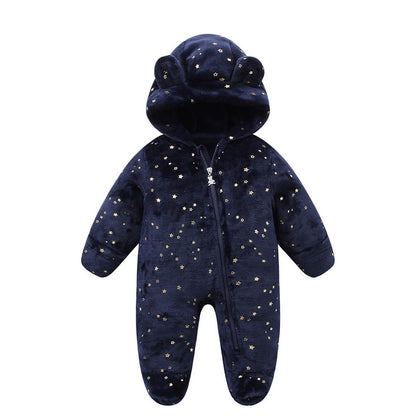Baby Overall Winter Fleece Schneeanzug Baby Warm Romper mit Kapuze Herbst Winter für Jungen Mädchen 0-12 Monate