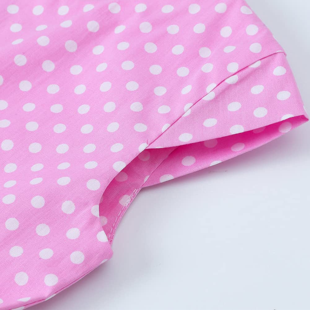 FYMNSI Girls Vintage 1950s Rockabilly Dress Party Dresses Retro Polka Dot Floral Pattern A-Line Party Dresses Pleated Skirt Knee Length for 4-12 Years 