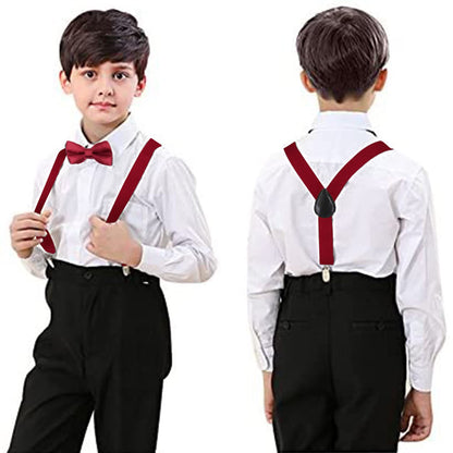 Unisex Jungen Mädchen Hosenträger mit drei Klammern in der Taille