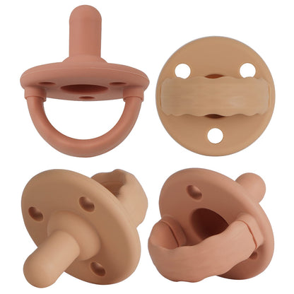 Schnuller 4er-Pack, Baby Soft Silicone Schnuller Für Babys von 0+ Monaten (Muted x2 + Apricot x2)