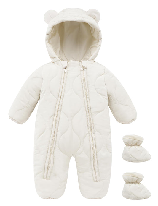 NEAWEALY Baby Winter Jumpsuit Girls Boys Romper Romper with Hood Snowsuits Newborn Sleep Romper Zip Romper with Shoes Playsuit