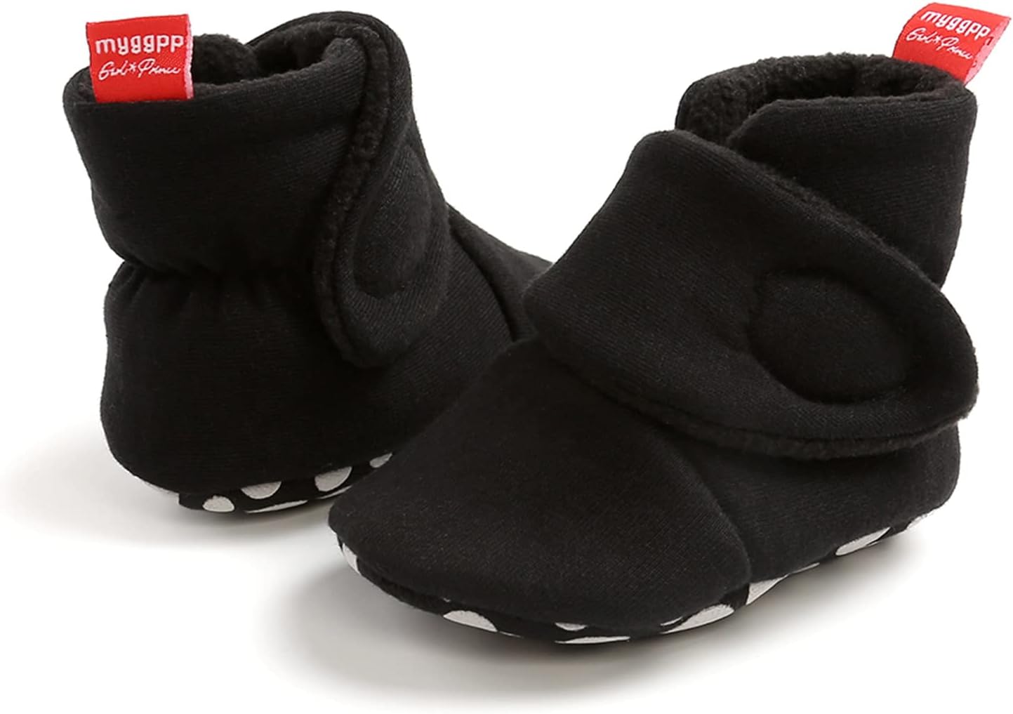 EDOTON Unisex-Baby Neugeborenes Fleece Booties, Baby Jungen Mädchen Weiche Sohlen Streifen Bootie Kleinkind Stiefel Niedlich Stiefel Socke Einstellbar